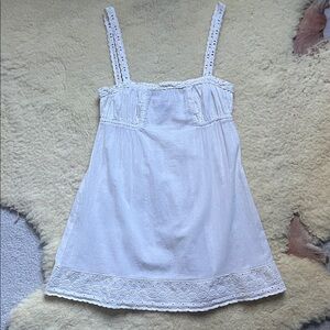 Cotton eyelet cream tunic baby doll tank top y2k vintage